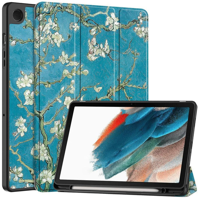 For Samsung Galaxy Tab A9 plus 11 case Pattern Printing PU Leather Tri-fold Stand Cover with Pen Slot - bloom tree - buy-cases