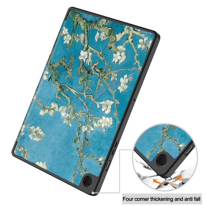 For Samsung Galaxy Tab A9 plus 11 case Pattern Printing PU Leather Tri-fold Stand Cover with Pen Slot - bloom tree - buy-cases