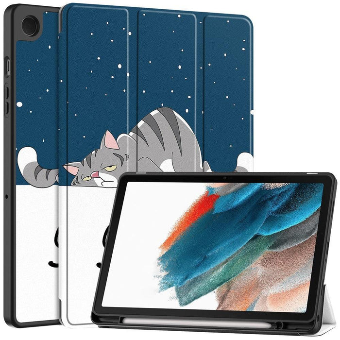 For Samsung Galaxy Tab A9 plus 11 case Pattern Printing PU Leather Tri-fold Stand Cover with Pen Slot - Cat - buy-cases