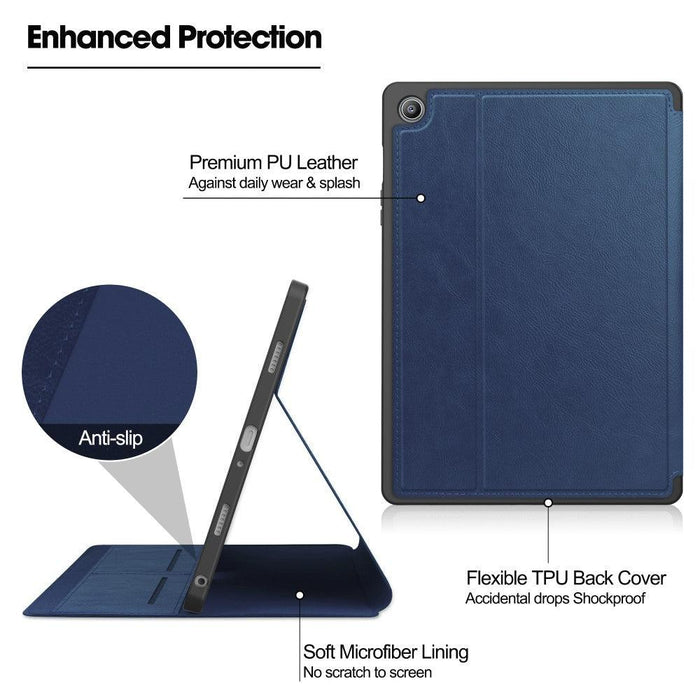 For Samsung Galaxy Tab A9 plus 11 case Shockproof Card Slot PU Tablet Cover with Stand - Blue - buy-cases