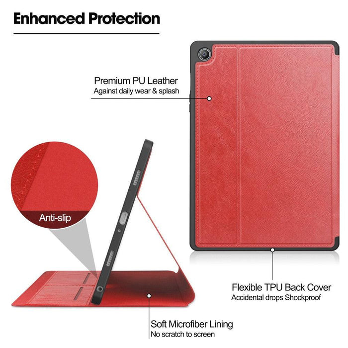 For Samsung Galaxy Tab A9 plus 11 case Shockproof Card Slot PU Tablet Cover with Stand - Red - buy-cases