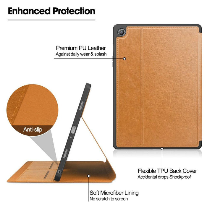 For Samsung Galaxy Tab A9 plus 11 case Shockproof Card Slot PU Tablet Cover with Stand - Brown - buy-cases