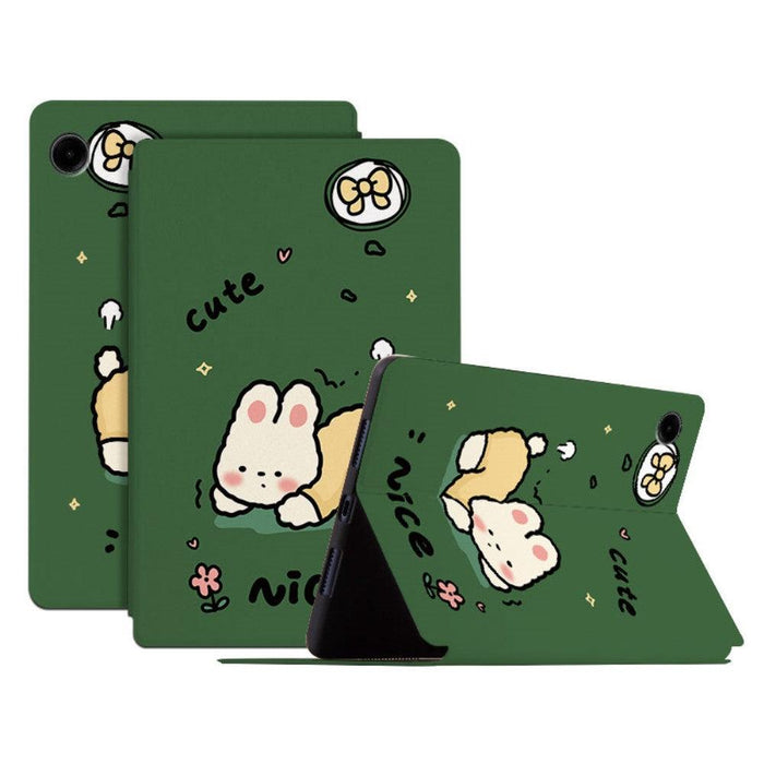 For Samsung Galaxy Tab A9 8.7 Smart Cover PU Leather Cartoon Pattern Stand Tablet Case - Cute Rabbit - buy-cases