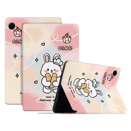 For Samsung Galaxy Tab A9 8.7 Smart Cover PU Leather Cartoon Pattern Stand Tablet Case - Happy Rabbit - buy-cases