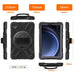 For Samsung Galaxy Tab A9 8.7 Case Rotary Kickstand PC+Silicone Hand Strap Tablet Cover - Black - buy-cases