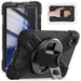 For Samsung Galaxy Tab A9 8.7 Case Rotary Kickstand PC+Silicone Hand Strap Tablet Cover - Black - buy-cases