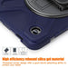 For Samsung Galaxy Tab A9 8.7 Case Rotary Kickstand PC+Silicone Hand Strap Tablet Cover - Navy Blue - buy-cases