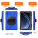 For Samsung Galaxy Tab A9 8.7 Case Rotary Kickstand PC+Silicone Hand Strap Tablet Cover - Blue - buy-cases