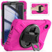 For Samsung Galaxy Tab A9 8.7 Case Rotary Kickstand PC+Silicone Hand Strap Tablet Cover - Rose - buy-cases