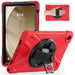 For Samsung Galaxy Tab A9 plus 11 Case PC+Silicone Rotary Kickstand Cover with Hand Strap - Red - buy-cases