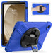 For Samsung Galaxy Tab A9 plus 11 Case PC+Silicone Rotary Kickstand Cover with Hand Strap - Blue - buy-cases