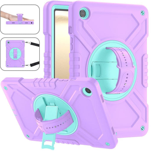 For Samsung Galaxy Tab A9 plus 11 Case PC+Silicone Rugged Shockproof Tablet Cover - Purple+Cyan - buy-cases