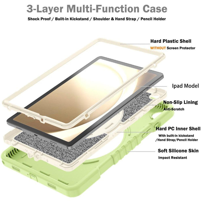 For Samsung Galaxy Tab A9 plus 11 Case PC+Silicone Rugged Shockproof Tablet Cover - Yellowgreen+White - buy-cases