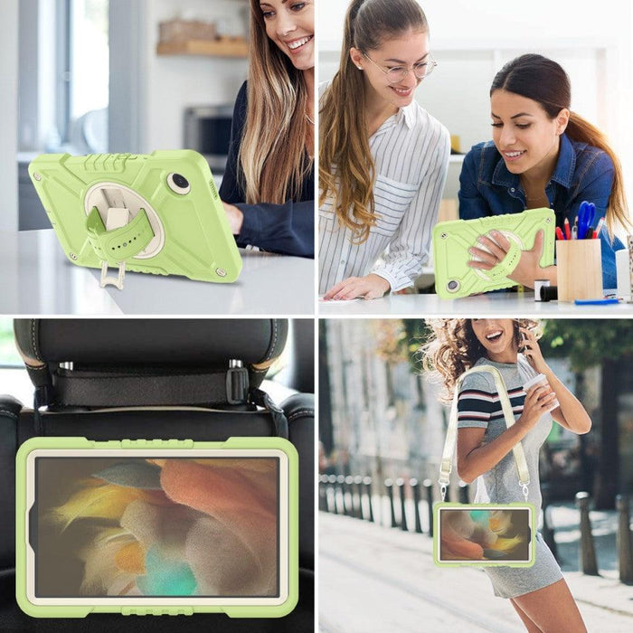 For Samsung Galaxy Tab A9 8.7 Case Protective Cover Kickstand Tablet Case - Yellowgreen+White - buy-cases