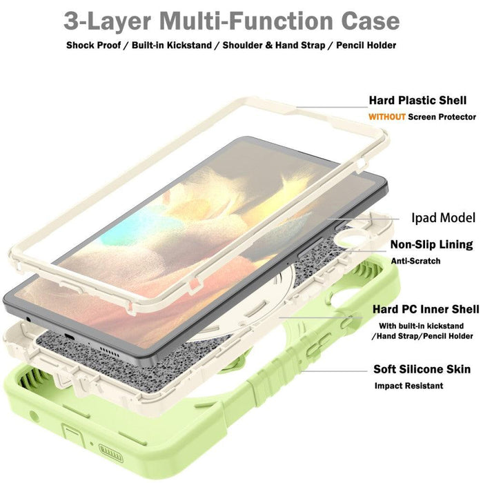 For Samsung Galaxy Tab A9 8.7 Case Protective Cover Kickstand Tablet Case - Yellowgreen+White - buy-cases