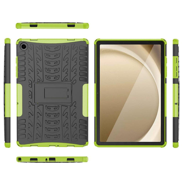 For Samsung Galaxy Tab A9 plus 11 Case Tire Texture Shockproof TPU+PC Tablet Cover with Kickstand – Green - buy-cases