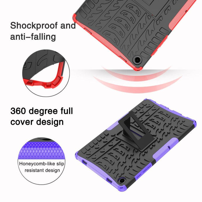 For Samsung Galaxy Tab A9 plus 11 Case Tire Texture Shockproof TPU+PC Tablet Cover with Kickstand - Purple - buy-cases