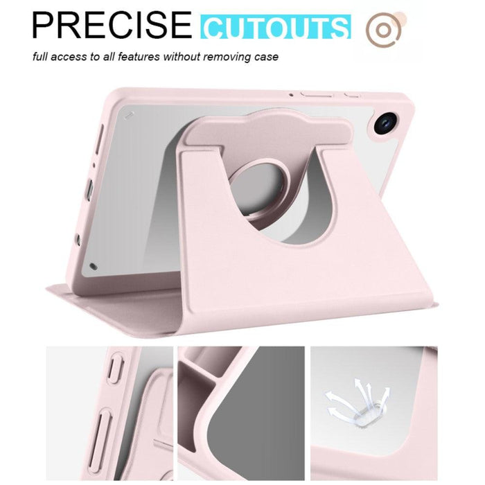 For Samsung Galaxy Tab A9 plus 11 Case PU Leather Flip Cover Rotary Stand Acrylic Tablet Case with Pen Holder - Pink - buy-cases