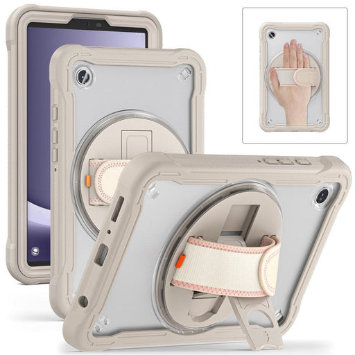 For Samsung Galaxy Tab A9 8.7 Case 360 Degree Rotary Kickstand Hand Strap Cover - Khaki - buy-cases