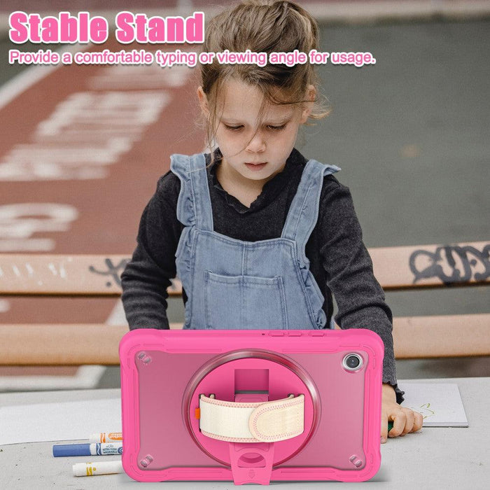 For Samsung Galaxy Tab A9 8.7 Case 360 Degree Rotary Kickstand Hand Strap Cover - Rose - buy-cases