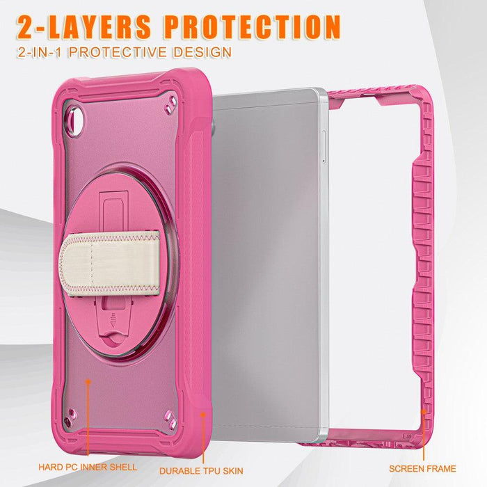 For Samsung Galaxy Tab A9 8.7 Case 360 Degree Rotary Kickstand Hand Strap Cover - Rose - buy-cases