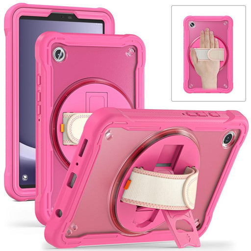 For Samsung Galaxy Tab A9 8.7 Case 360 Degree Rotary Kickstand Hand Strap Cover - Rose - buy-cases