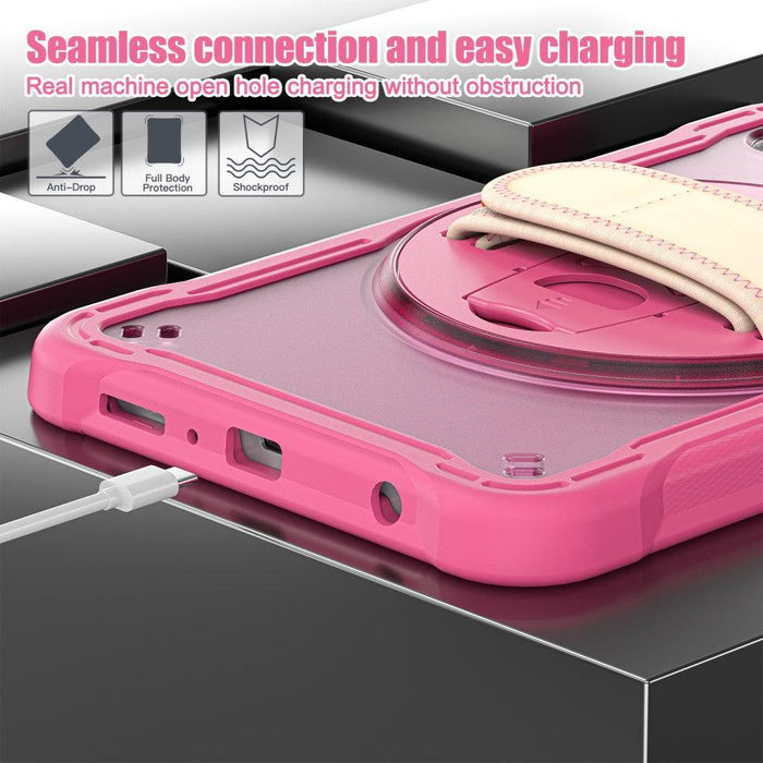 For Samsung Galaxy Tab A9 8.7 Case 360 Degree Rotary Kickstand Hand Strap Cover - Rose - buy-cases