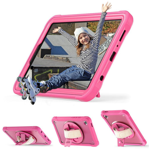 For Samsung Galaxy Tab A9 8.7 Case 360 Degree Rotary Kickstand Hand Strap Cover - Rose - buy-cases