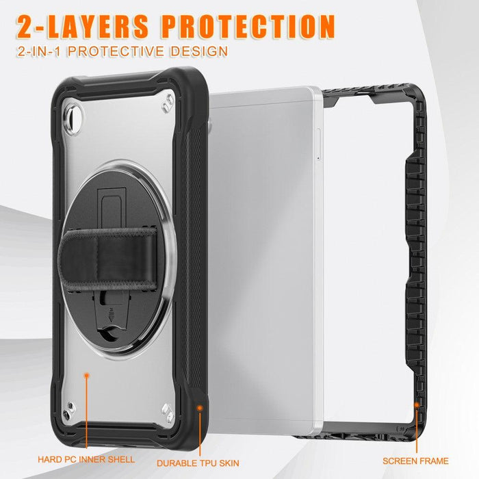 For Samsung Galaxy Tab A9 8.7 Case 360 Degree Rotary Kickstand Hand Strap Cover - Transparent - buy-cases