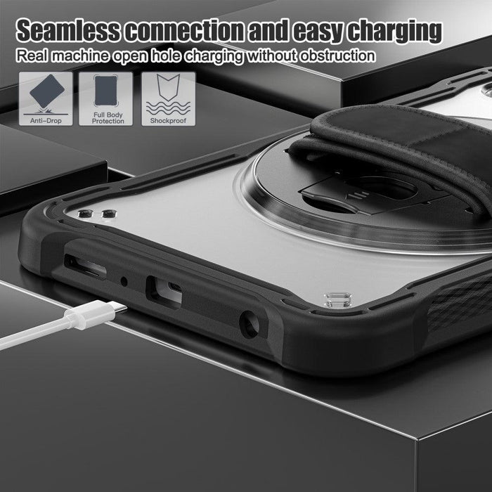 For Samsung Galaxy Tab A9 8.7 Case 360 Degree Rotary Kickstand Hand Strap Cover - Transparent - buy-cases