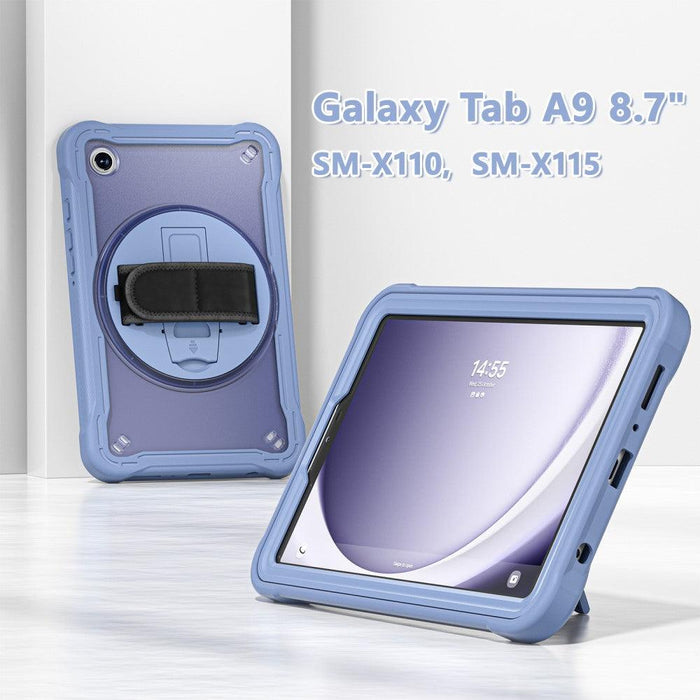 For Samsung Galaxy Tab A9 8.7 Case 360 Degree Rotary Kickstand Hand Strap Cover - Lavender Grey - buy-cases