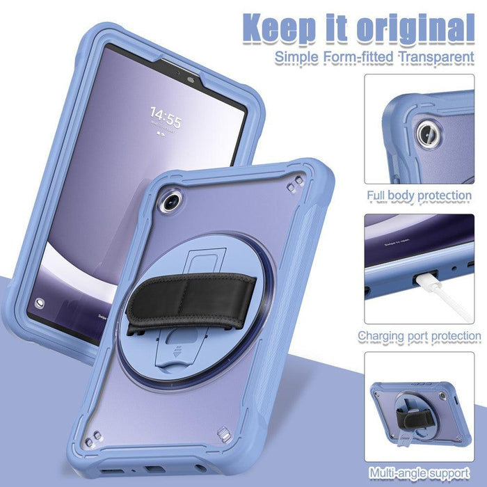 For Samsung Galaxy Tab A9 8.7 Case 360 Degree Rotary Kickstand Hand Strap Cover - Lavender Grey - buy-cases