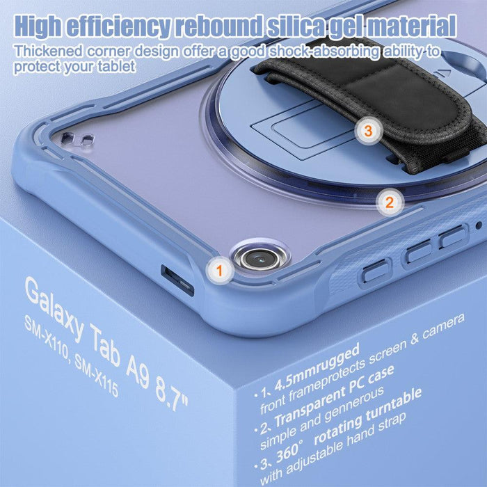 For Samsung Galaxy Tab A9 8.7 Case 360 Degree Rotary Kickstand Hand Strap Cover - Lavender Grey - buy-cases