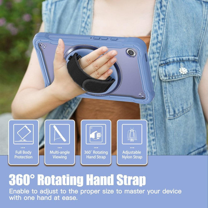 For Samsung Galaxy Tab A9 8.7 Case 360 Degree Rotary Kickstand Hand Strap Cover - Lavender Grey - buy-cases