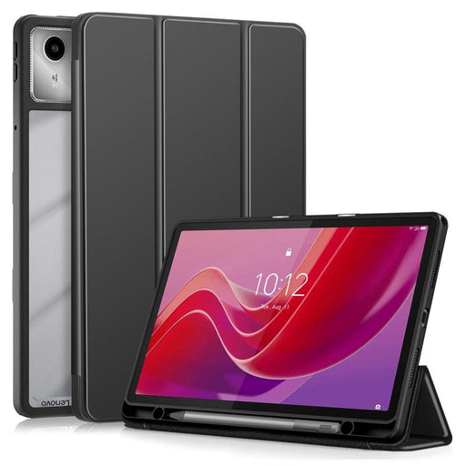 For Lenovo Tab M11 Case Skin-Touch Tri-fold Stand Tablet Smart Cover - Black - buy-cases