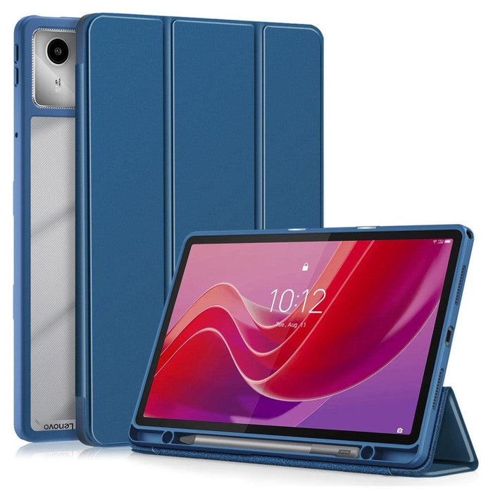 For Lenovo Tab M11 Case Skin-Touch Tri-fold Stand Tablet Smart Cover - Dark Blue - buy-cases