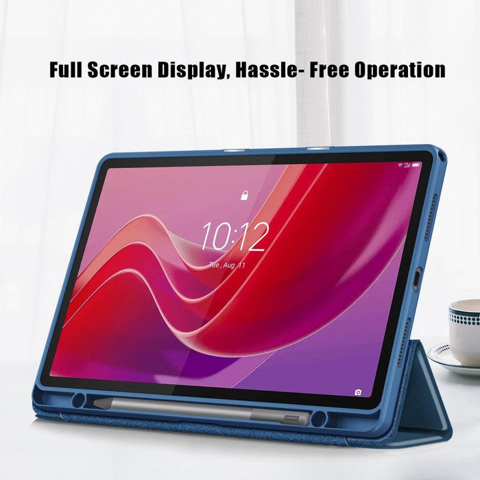 For Lenovo Tab M11 Case Skin-Touch Tri-fold Stand Tablet Smart Cover - Dark Blue - buy-cases