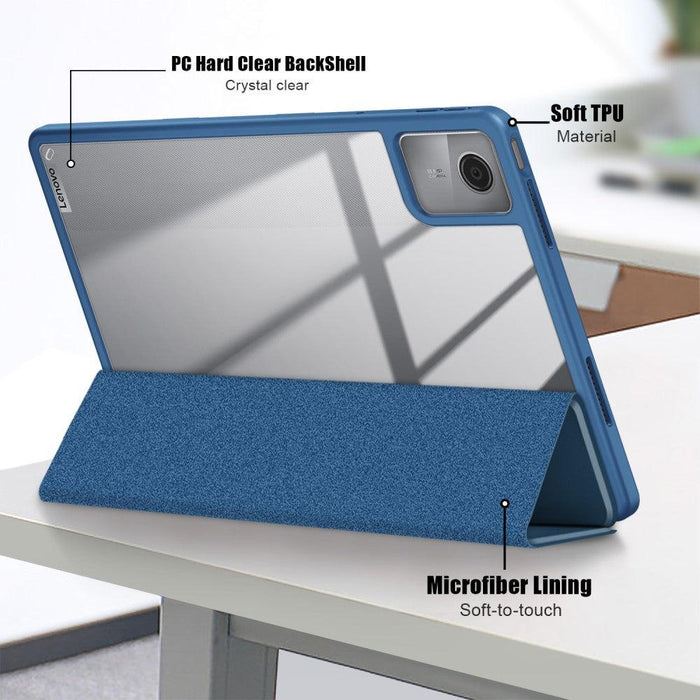 For Lenovo Tab M11 Case Skin-Touch Tri-fold Stand Tablet Smart Cover - Dark Blue - buy-cases