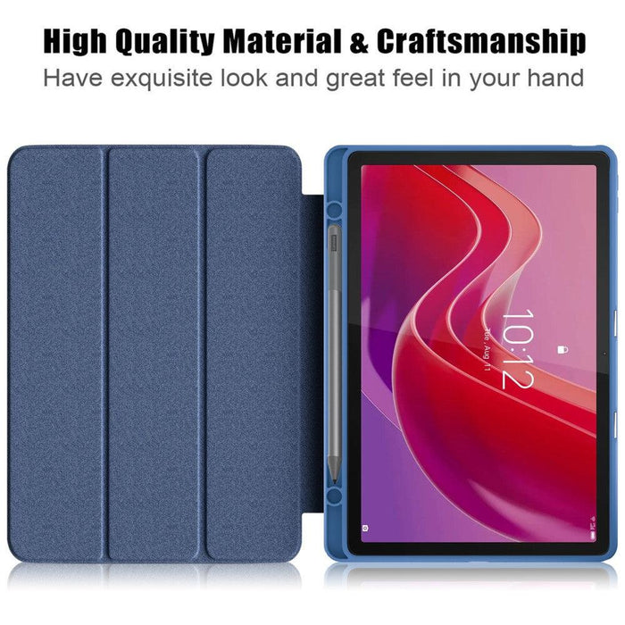 For Lenovo Tab M11 Case Skin-Touch Tri-fold Stand Tablet Smart Cover - Dark Blue - buy-cases