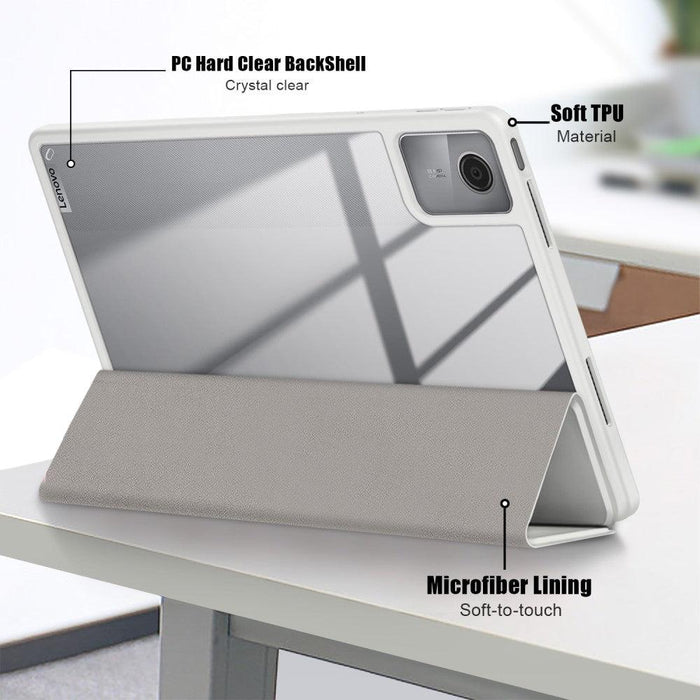 For Lenovo Tab M11 Case Skin-Touch Tri-fold Stand Tablet Smart Cover - Grey - buy-cases