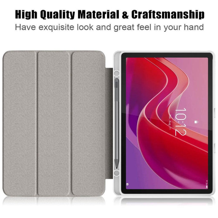 For Lenovo Tab M11 Case Skin-Touch Tri-fold Stand Tablet Smart Cover - Grey - buy-cases