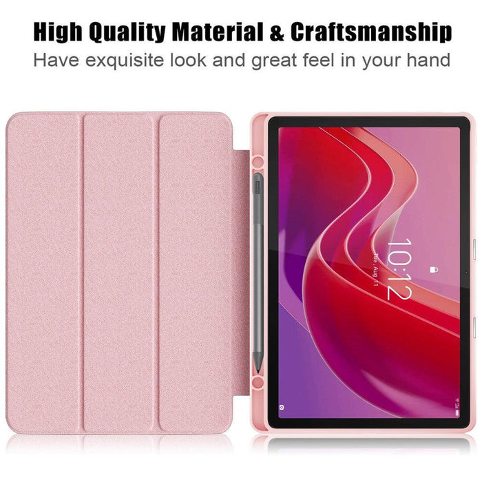 For Lenovo Tab M11 Case Skin-Touch Tri-fold Stand Tablet Smart Cover - Pink - buy-cases