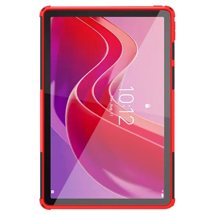 For Lenovo Tab M11 Case Tire Texture Shockproof TPU+PC Tablet Cover with Kickstand - Red - buy-cases