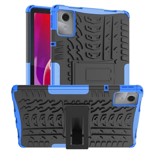 For Lenovo Tab M11 Case Tire Texture Shockproof TPU+PC Tablet Cover with Kickstand - Blue - buy-cases