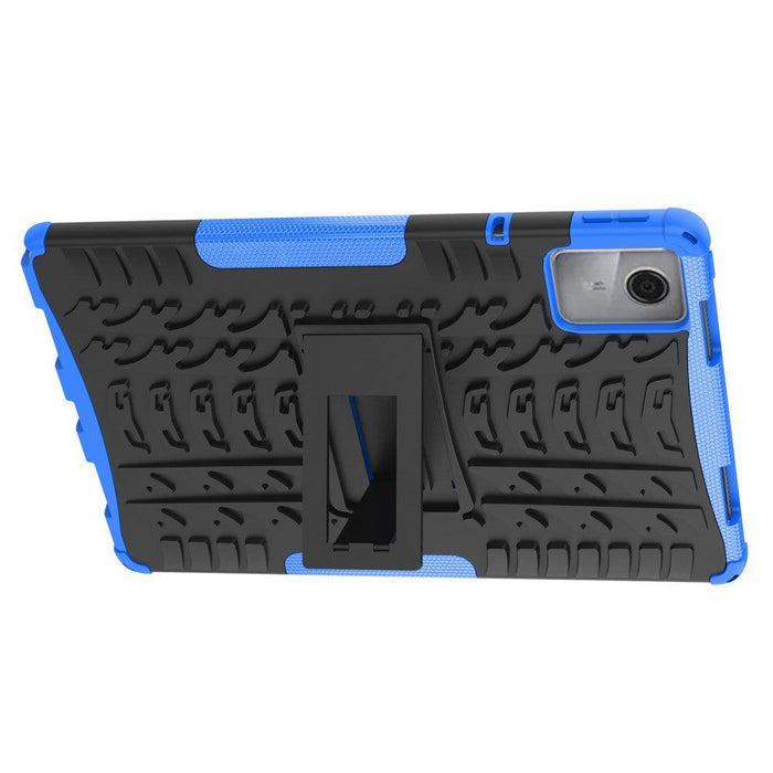 For Lenovo Tab M11 Case Tire Texture Shockproof TPU+PC Tablet Cover with Kickstand - Blue - buy-cases