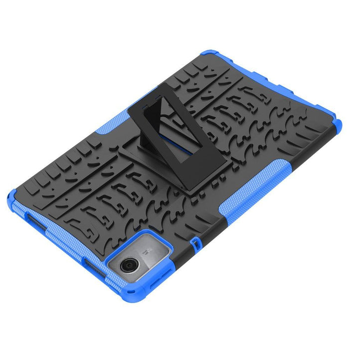 For Lenovo Tab M11 Case Tire Texture Shockproof TPU+PC Tablet Cover with Kickstand - Blue - buy-cases