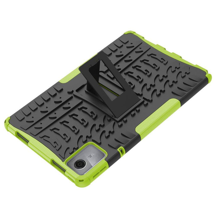 For Lenovo Tab M11 Case Tire Texture Shockproof TPU+PC Tablet Cover with Kickstand - Green - buy-cases