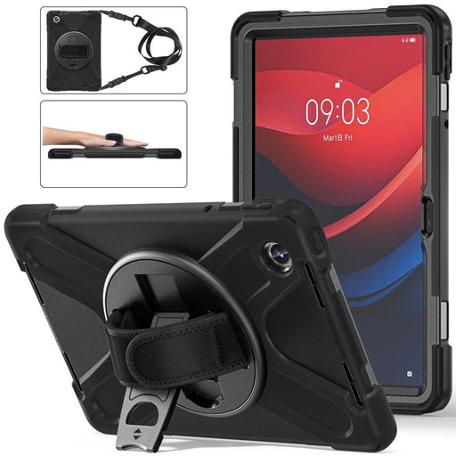 For Lenovo Tab M11 TB-330FU 331FC Case PC+Silicone Tablet Cover with Shoulder Strap - Black - buy-cases