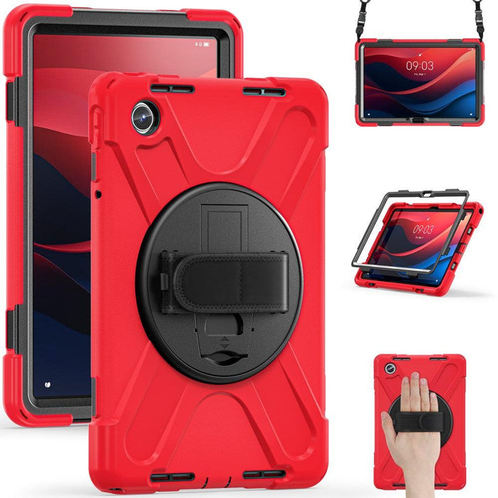 For Lenovo Tab M11 TB-330FU 331FC Case PC+Silicone Tablet Cover with Shoulder Strap - Red - buy-cases