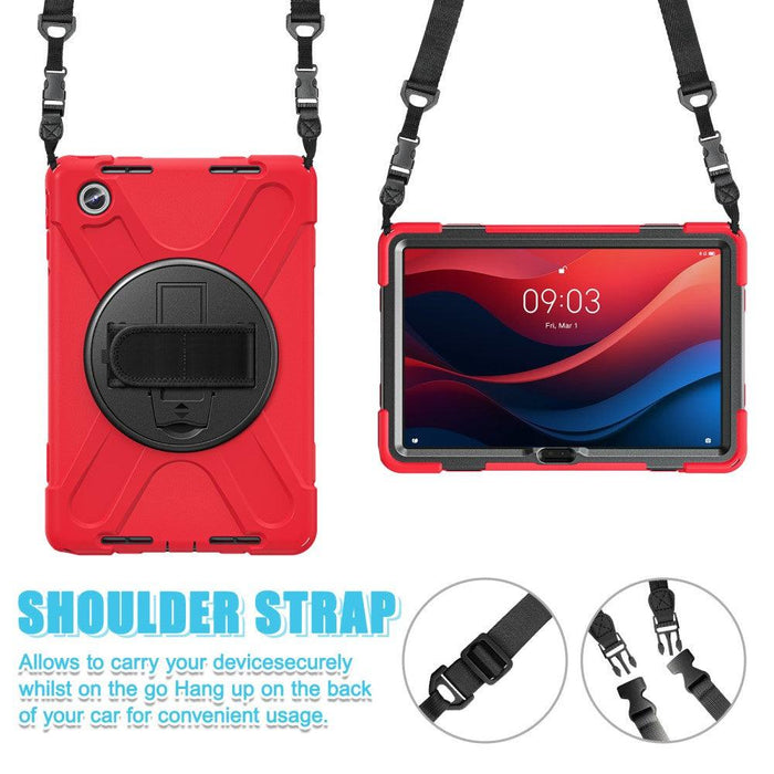 For Lenovo Tab M11 TB-330FU 331FC Case PC+Silicone Tablet Cover with Shoulder Strap - Red - buy-cases